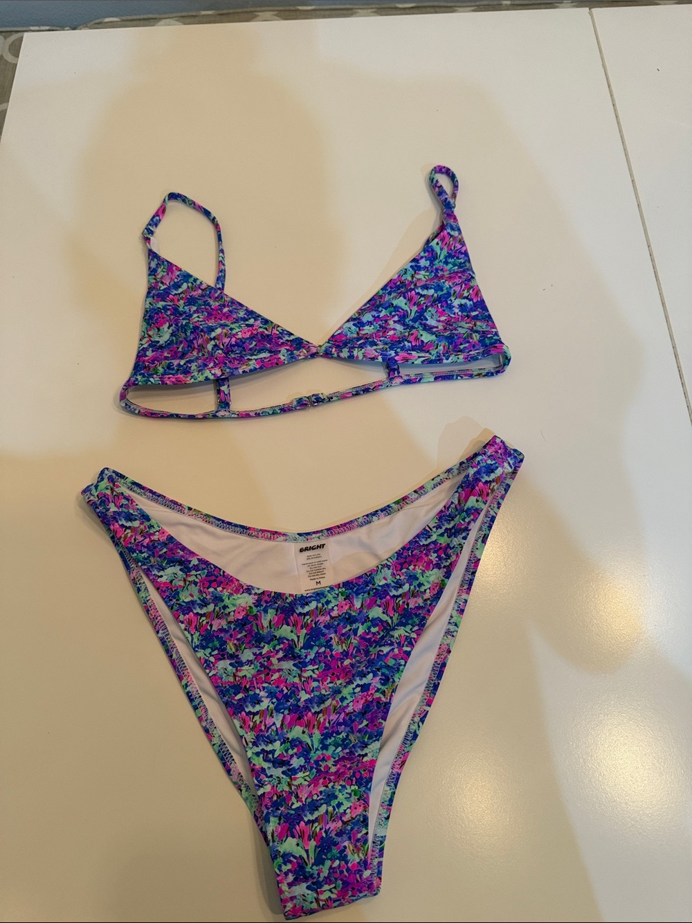 NWOT Bright Floral Purple & Blue Two-Piece Swim Set
